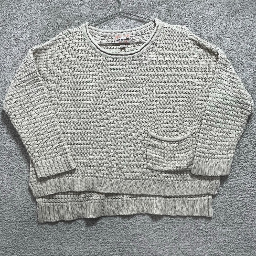 Missguided Sweater Womens Medium Beige Oversized Chunky Knit Pullover Round Neck